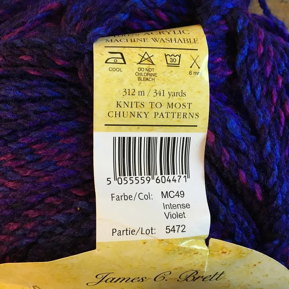 James C Brett Marble Chunky Yarn *2 GIANT BALLS* Intense Violet Purple Knitting